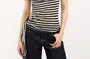 Short Sleeve One Shoulder Striped Cutout Tie-Up Top
