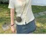 Short-Sleeve U-Neck Tie-Accent
Knit Top
