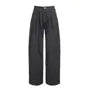 Low Rise Striped Pleated Wide Leg Jeans