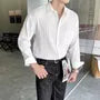 Long-Sleeve Plain Ribbed Pocket Front Shirt