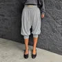 High Waist Plain Loose-Fit Capri Pants