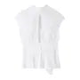 Sleeveless Collared Tie Neck Cutout Blouse