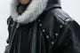 Fluffy Hooded Faux Leather Zip Jacket
