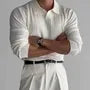 Long Sleeve Open Placket Plain Knit Polo Top