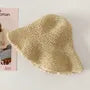 Lace Trim Straw Bucket Hat