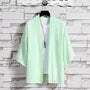 Short-Sleeve Plain Open Front Jacket