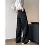 Mid Rise Plain Pleated Wide Leg Dress Pants