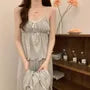 Pajama Set: V-Neck Lace Trim Shirred Camisole Top + Pants + Button-Up Jacket