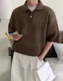 Short-Sleeve Plain Knit Polo Shirt