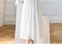Puff-Sleeve Lace Midi A-Line Dress