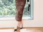 Plus Size Long-Sleeve Mock Neck Plain Mesh Panel Tee