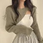 Round Neck Asymmetrical Knit Shrug