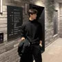Long-Sleeve Mock Neck Plain T-Shirt