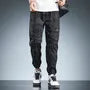 Drawstring Waist Camo Print Tapered Cargo Pants