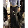 Low Waist Washed Bell Bottom Cargo Jeans