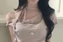 Short-Sleeve Halter Neck Off-Shoulder Dotted Slim Fit Crop Tee