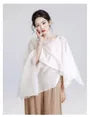 Flared-Sleeve Plain Asymmetrical Dance Top