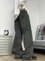High Waist Plain Wide Leg Cargo Pants