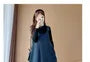 Maternity Striped Button Midi A-Line Jumper Dress / Long Sleeve Mock Neck Plain Ribbed Knit Top