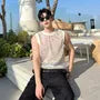 Crewneck Mesh Plain Tank Top