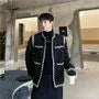 Contrast Trim Open Front Jacket