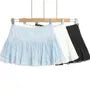 Balletcore Low Waist Lace-Trim Plain Mini A-Line Skirt