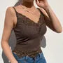 V-Neck Ribbed Lace Camisole Top