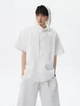 Set: Short Sleeve Plain Hooded Button Top + Mid Rise Shorts