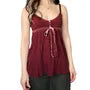 Spaghetti Strap Ruffle Trim Velvet Front Cami Top