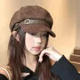Belt Faux Suede Newsboy Cap