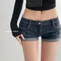 Low Rise Washed Roll Up Hem Denim Shorts