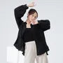 Long-Sleeve Lace Plain Dance Button Blouse