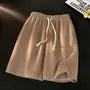 Drawstring Waist Plain Shorts