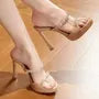 High Heel Rhinestone Slide Sandals