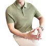 Short Sleeve Plain Waffle Knit Polo Top