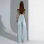 Mid Rise Rhinestone Washed Wide Leg Jeans (Various Designs)