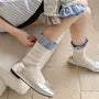 Gingham Panel Ribbed Socks