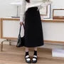 High Waist Plain Slit Midi H-Line Skirt