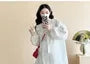 Maternity Long-Sleeve V-Neck Plain Ruffle Trim Blouse