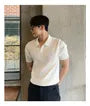 Short-Sleeve Plain Knit Polo Top