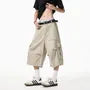 Low Rise Plain Capri Wide Leg Cargo Pants