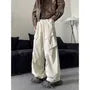 Drawstring Waist Plain Baggy Cargo Pants