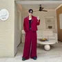 Set: One Buttoned Crop Blazer + High Waist Wide Leg Dress Pants
