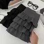 High Waist Plain Mini A-Line Layered Skirt