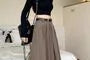 High Waist Plain Maxi A-Line Skirt