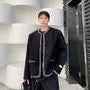 Round Neck Chained Trim Open Front Jacket