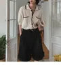 Contrasted Short-Sleeve Summer-Knit Polo Cardigan