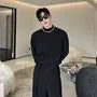 Set: Mock Neck Plain Single Breasted Blazer + Mid Rise Wide Leg Pants + Skirt