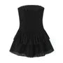 Strapless Hook & Eye Mini A-Line Eyelet Lace Layered Dress