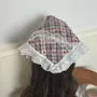 Plaid Lace Trim Headkerchief
